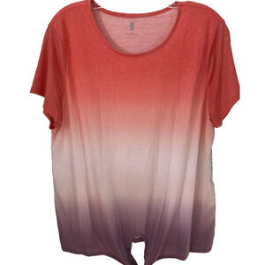 Women's Dip-dye Top Sz Large Tie Front Ombre Rapid Dry Active Wear Casual NWT